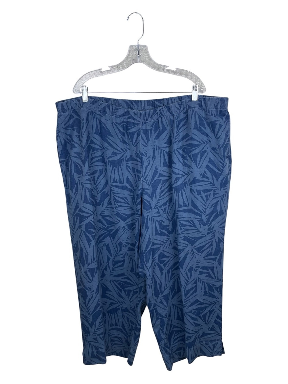 J. Jill Women's Love Linen Pull On Pants Size 3X Blue Tropical Beachy Casual